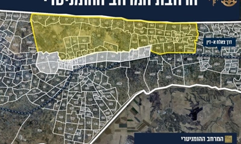 מפת ההרחבה של האזור ההומניטרי [צילום: דובר צה"ל]