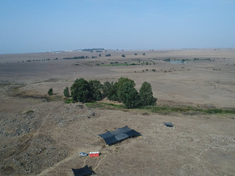 חפירת רשות העתיקות בחיספין, מבט אווירי [צילום: אניה קליינר, רשות העתיקות]