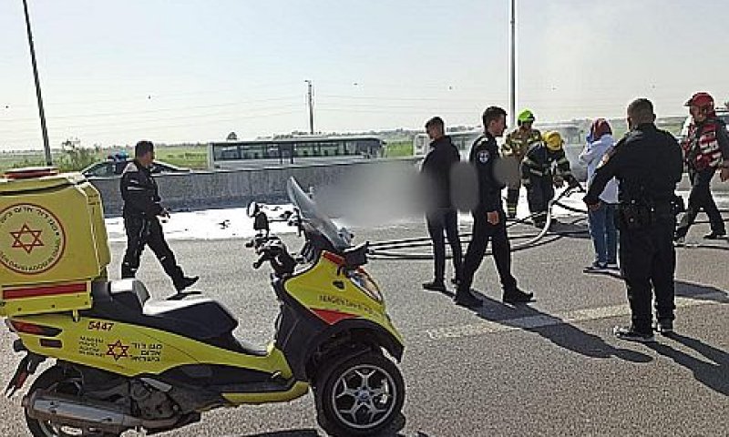 התרסקות מטוס קל בכביש 60 [צילום: תיעוד מבצעי מד"א]