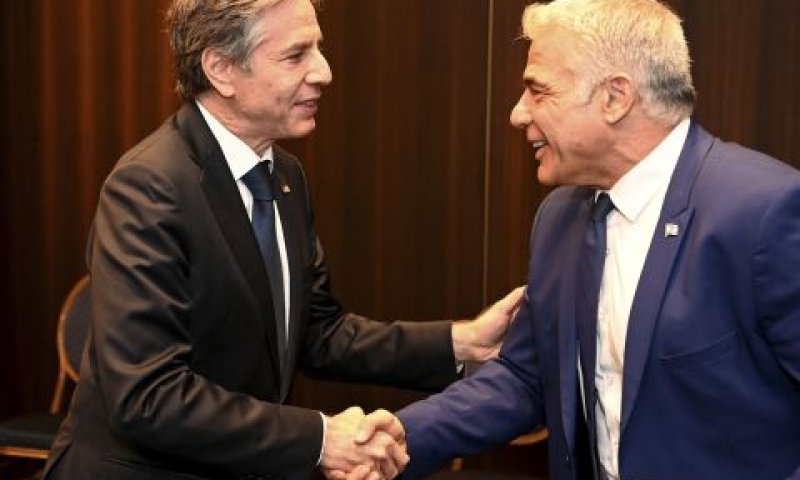 שר החוץ לפיד ומזכיר המדינה בלינקן [צילום: מתי שטרן]