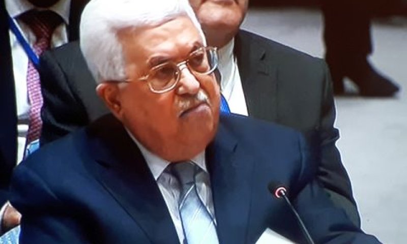 יו"ר הרשות הפלשתינית, אבו מאזן, בנאומו במועצת הביטחון