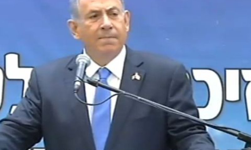 נתניהו. בזכות הנופלים [צילום: מן הטלוויזיה]