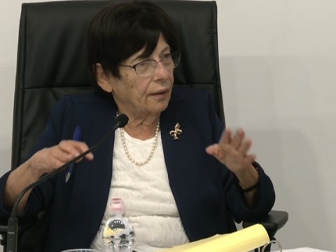 השופטת בדימוס מרים נאור, יו"ר ועדת החקירה הממלכתית [צילום: מתוך שידורי הוועדה]