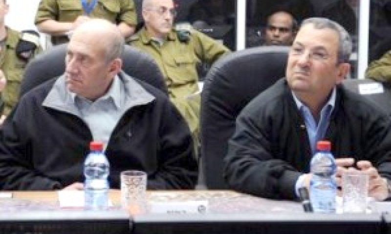 אולמרט וברק. הקלטה [צילום: פלאש 90]