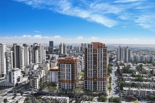 הדמיית מתחם ביאליק-שמעוני. 455 דירות חדשות [צילום: ברעלי לויצקי כסיף]