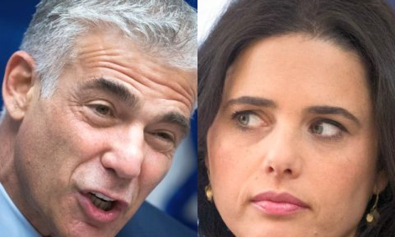 שרת המשפטים איילת שקד ויו"ר יש עתיד יאיר לפיד [צילום: יונתן זינדל/פלאש 90]