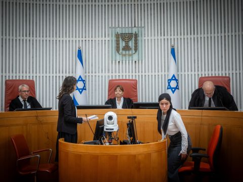 שטיין, וילנר וגרוסקופף בדיון בעתירה [צילום: יונתן זינדל, פלאש 90]