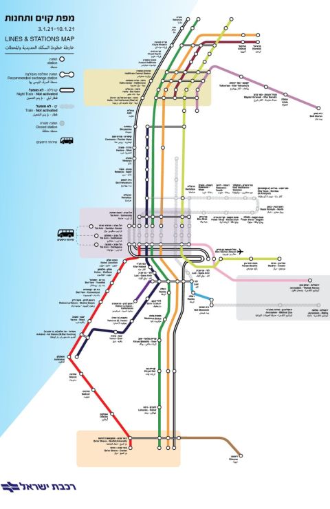מפת השינויים בקווי הנסיעה בתאריכים 10-3.1.21