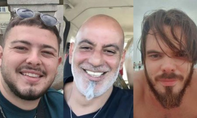 שלומי זיו, אלמוג מאיר ג'אן ואנדריי קוזלוב [צילום: משפחות החטופים]