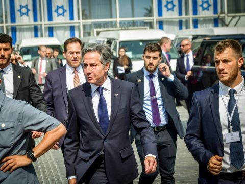 בלינקן. שהה בממ"ד לפני עזיבתו את ישראל [צילום: אבשלום ששוני/פלאש 90]