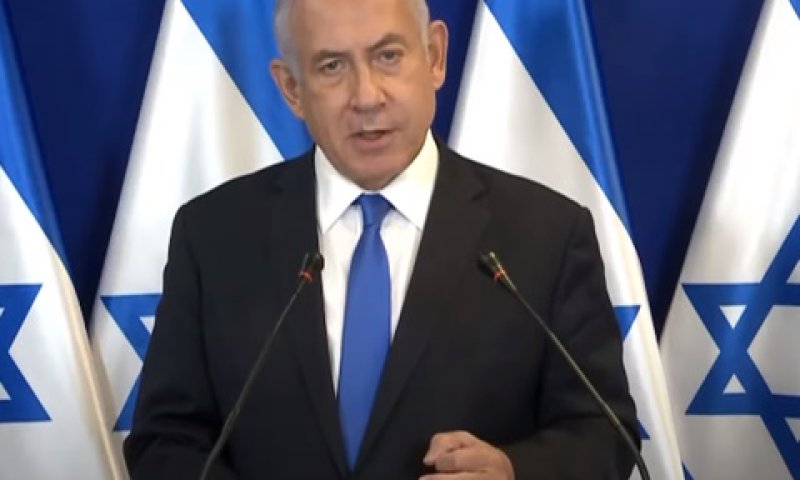 נתניהו, הערב. "הנוהג כמחבל - יטופל כמחבל" [צילום: מן הטלוויזיה]