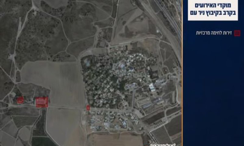 מוקד האירועים בקיבוץ ניר עם [צילום: דובר צה"ל]