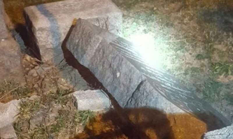 המצבות שהופלו בברוקלין, ניו יורק [צילום: מתוך הטוויטר של דב היקינד]