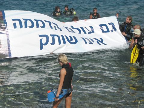 צוללים למען גלעד שליט [צילום: עומר כרמון]