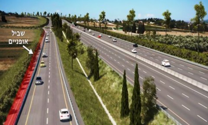 הדמייה כביש 77 722 כולל שביל אופניים [צילום: חברת נתיבי ישראל]