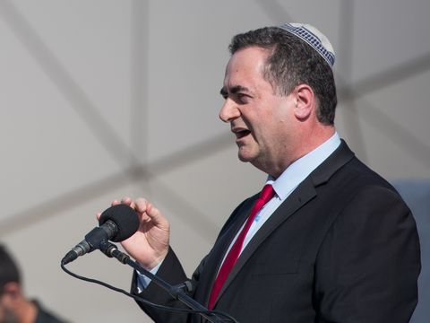 שר התחבורה כ"ץ בחנוכת נמל התעופה רמון [צילום: יונתן זינדל/פלאש 90]