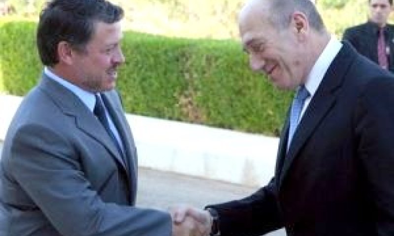 אולמרט ועבדאללה בפגישה קודמת [צילום: ארמון המלוכה הירדני]